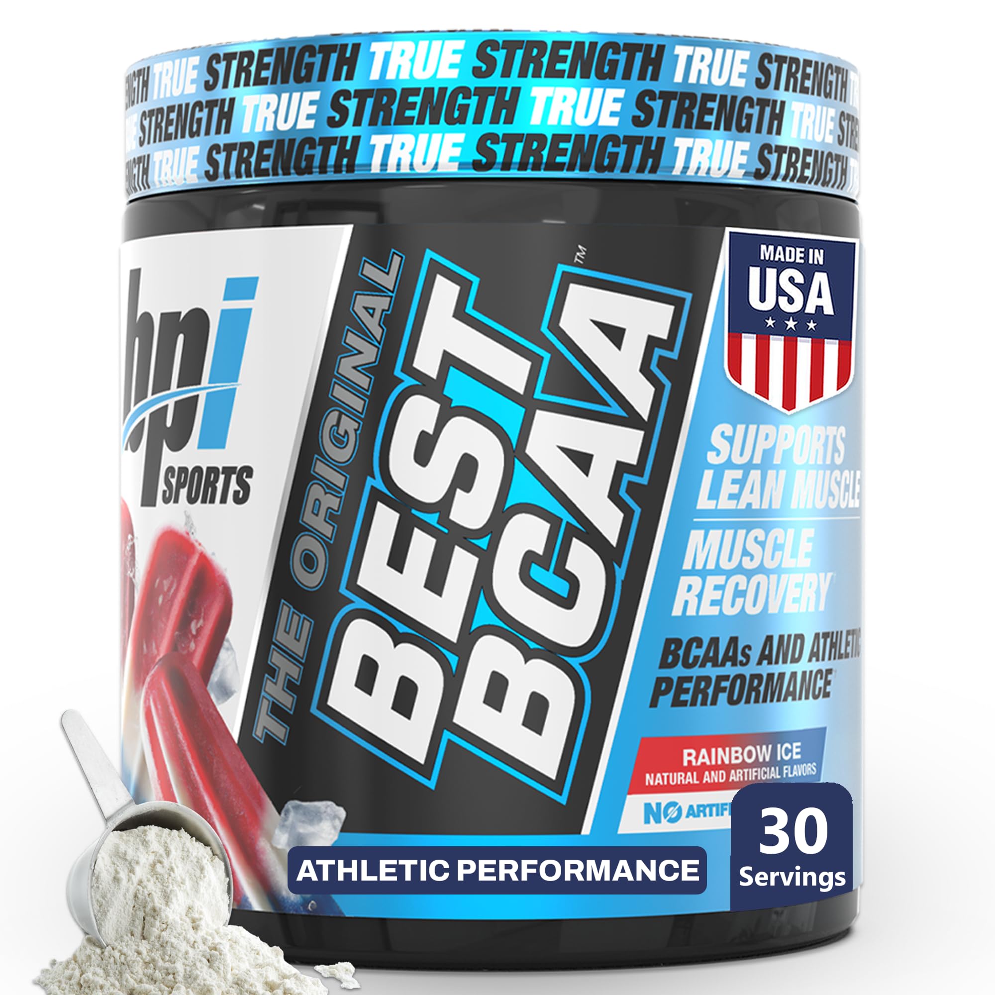 BPI Sports Best BCAA Powder - Muscle Recovery Support - Branched Chain Amino Acids | Building Blocks of Protein and Muscle - Post Workout Recovery – Hydration – Rainbow Ice, 30 Servings