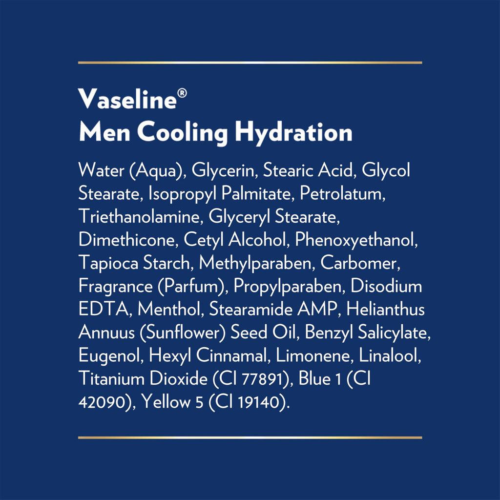 Vaseline Men Cooling Hydration 3-in-1 4 Pack for Dry Skin Face, Hands & Body Lotion for Men with Menthol & Ultra-Hydrating Lipids 20.3 oz