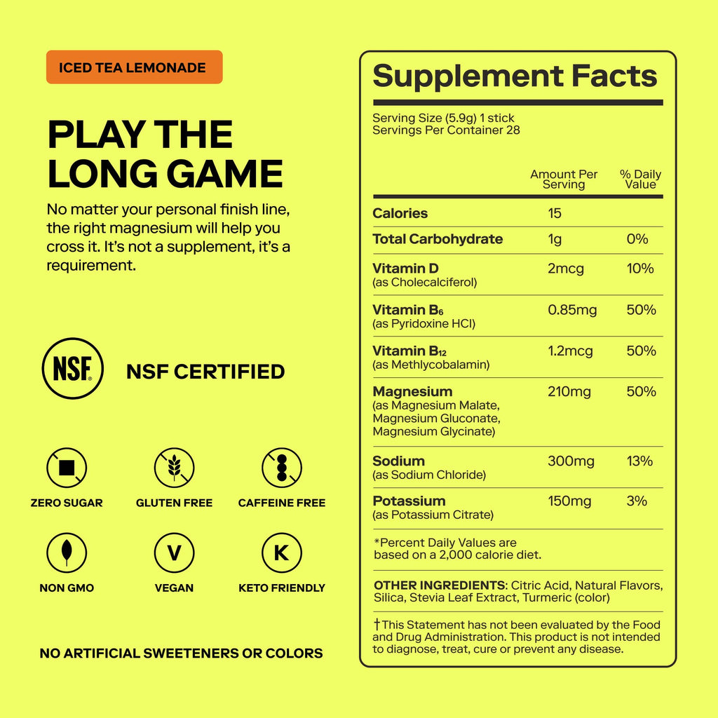 MAGNA Electrolytes Powder Drink Mix for Hydration, Energy & Focus Support (28 Servings, Tea Lemonade)