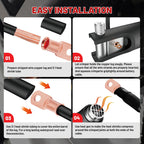 RED WOLF 2/0 AWG 3/8" Battery Cable Lug 20 PCS w/3:1 Heat Shrink Tubing for Wiring Insulation Black Red 20 PCS for Automotive Electrical 00 Gauge Wire Copper Lug Marine Grade M10 Ring Terminal Ends