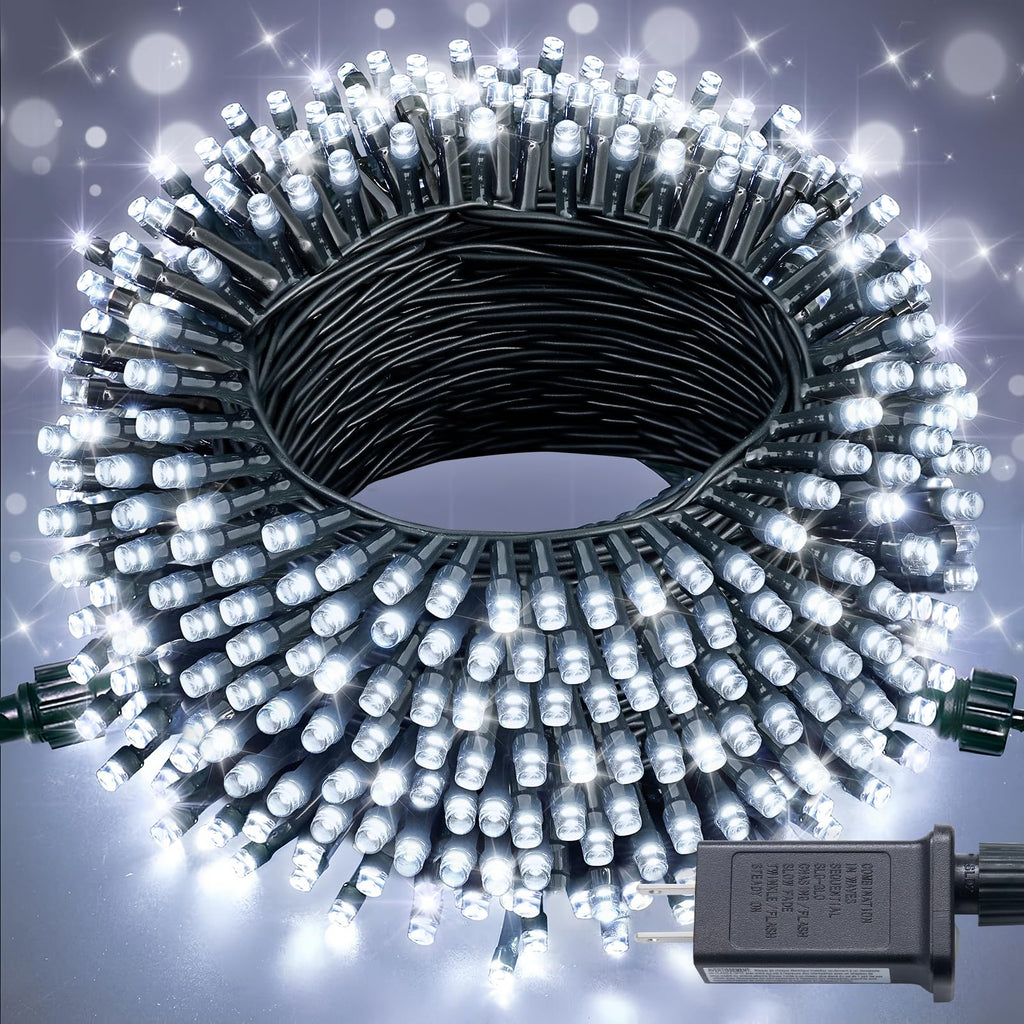 JMEXSUSS 250 LED White Christmas Lights Outdoor, String Lights Plug in