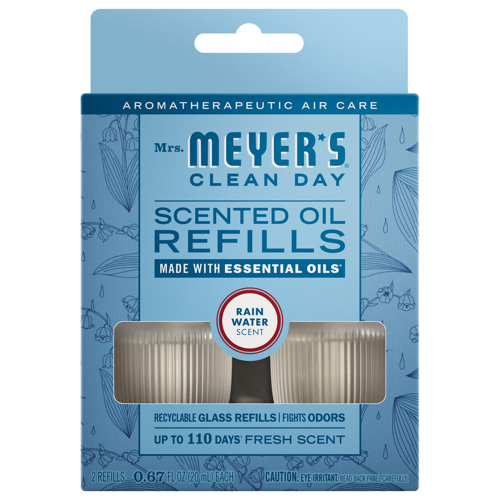 MRS. MEYER'S CLEAN DAY Scented Oil Refills, Rain Water, contains 2 .67 fl oz refills