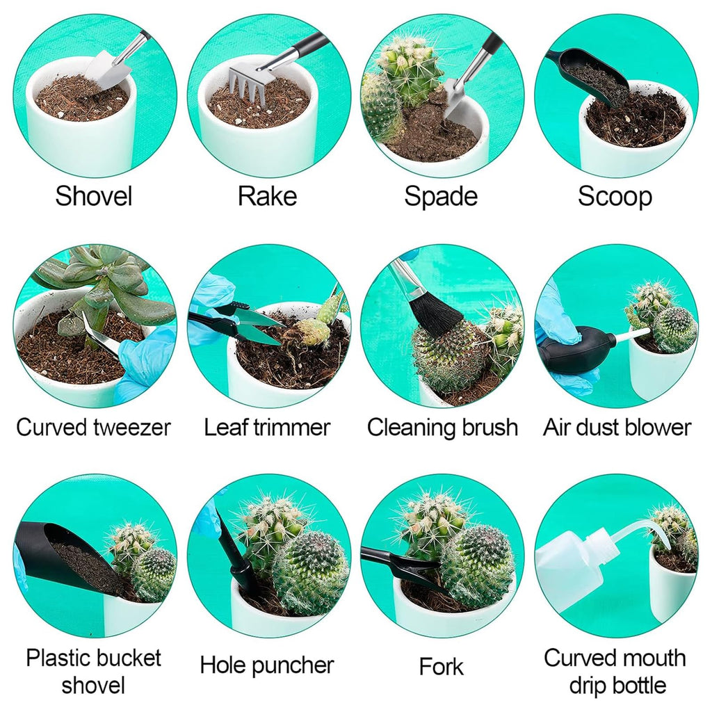 ANPHSIN 44pcs Small Gardening Tools Gifts for Women Beginners, Green