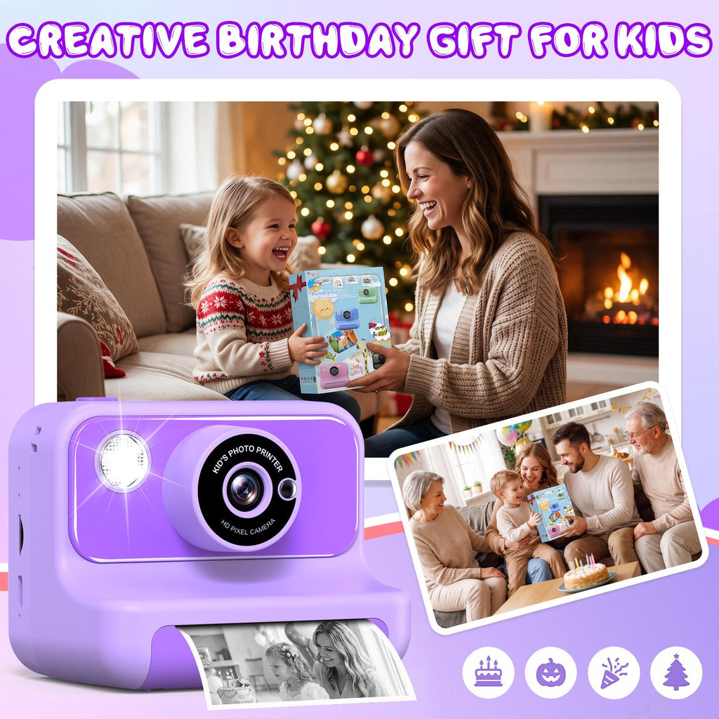 Kids Camera Instant Print, Christmas Birthday Gifts for Girls and Boys