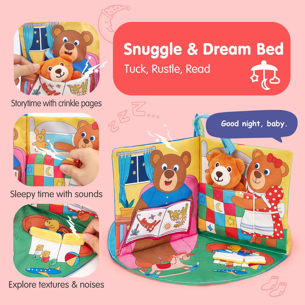 hahaland Baby Book for 1 Year Old - Touch and Feel Soft Activity Books Tummy Time Baby Toy 6 9 12 18 Months Interactive Book for Babies 6-12 Month on Airplane Christmas Birthday Gift Stocking Stuffers