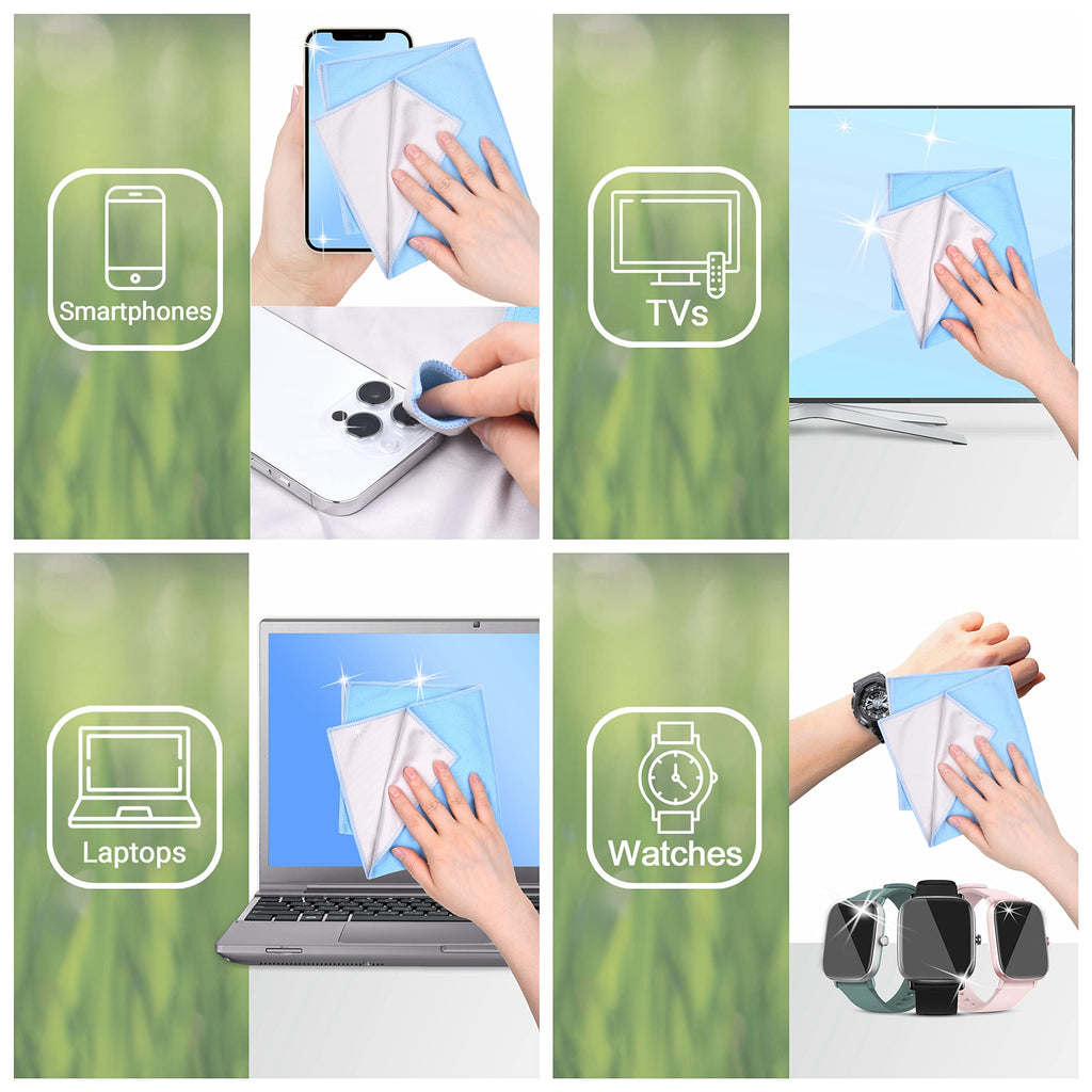 Eco-Fused Oversized Microfiber Cleaning Cloths XL - 5 Pack - 12 x 12 - Double-Sided - Microfiber & Suede for Smartphones, LCD TV, Tablets, Laptop, Camera Lenses & Other Surfaces