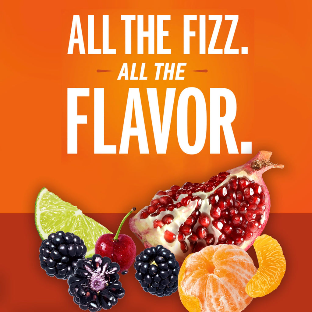 IZZE Sparkling Juice Beverage Blend, Sunset Variety Pack, Clementine, Peach, Cherry Lime, Pomegranate, No Sugar Added, 8.4 Fl Oz (Pack of 24)