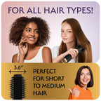 Manual Dual Voltage Blowout Hair Dryer Brush, Professional Hot Air Brush for European Travel 110V-120V/220V-240V, Black Gold Dryer and Volumizer for Women, 2.4 INCHES Oval Shape