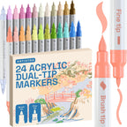 ARTISTRO 24 Pastel Dual-Tip Acrylic Paint Marker Pens for Drawing
