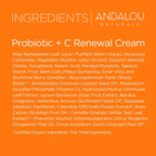Andalou Naturals Probiotic + Vitamin C Renewal Cream - Complexion Enhancing Hydrating Face Moisturizer - Helps Promote Firmer Skin & More Even Tone - Lightweight, Non-Greasy Formula - 1.7 Oz
