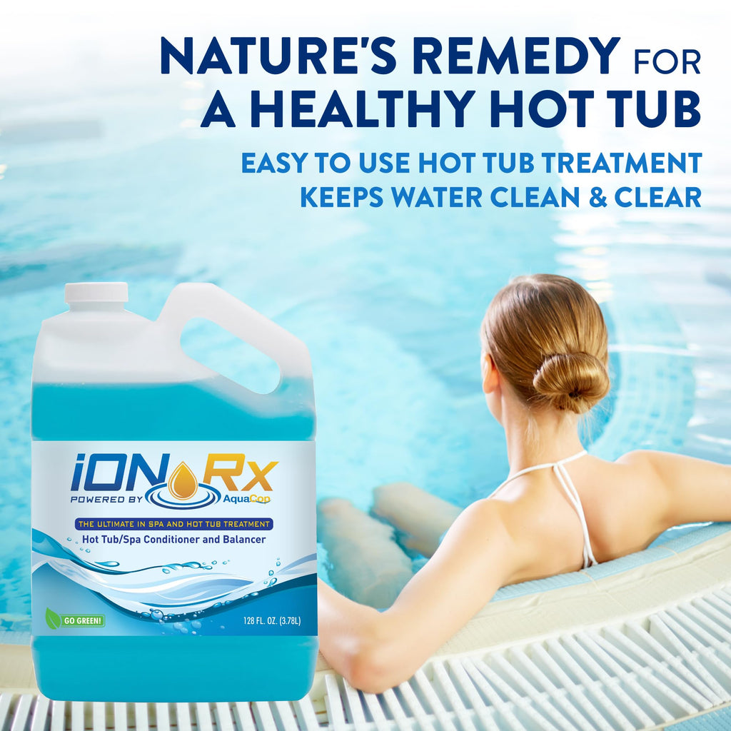 iONRx Hot Tub Chemicals & Spa Patented Copper Ion Solution - Crystal Clear Water Treatment, All-in-One Balancer & Conditioner, Sensitive Skin Safe