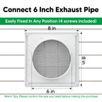 Funmit 6" Louvered Vent Cover 8" x 8" Oversize Outside Dimensions for 6 inches Dia Exterior Wall Vent Hood Outlet Airflow Vent Dryer Air Vent (White)