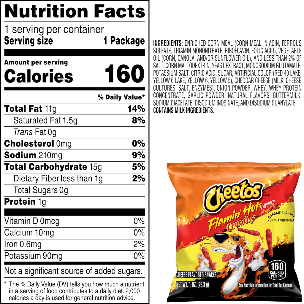 Cheetos Cheese Flavored Snacks, Flamin' Hot Crunchy, 1 Ounce (Pack of 40)