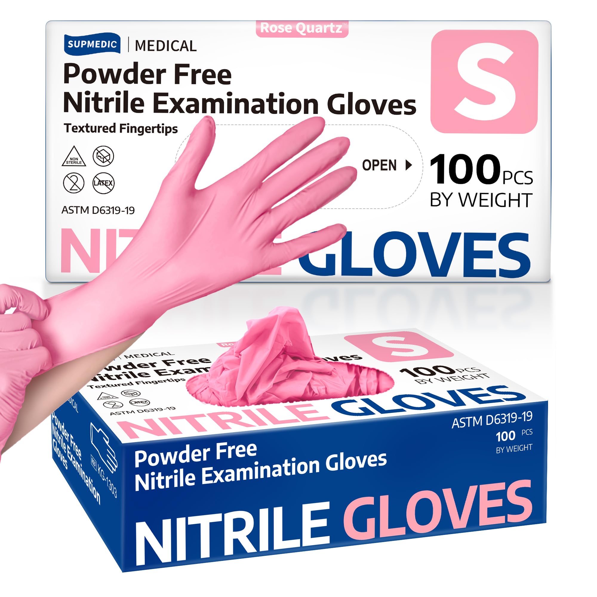 Supmedic Medical Nitrile Exam Gloves Latex & Powder-Free Disposable, 100 S