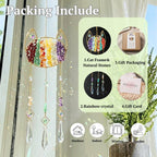 Cat Memorial Crystal Suncatcher - Natural Gemstone Rainbow Maker Wall Hanging Decor, Healing Stone Cat Lover Gifts for Women,Chakra CrystalWind Chimes for Window, Home, Garden Decoration