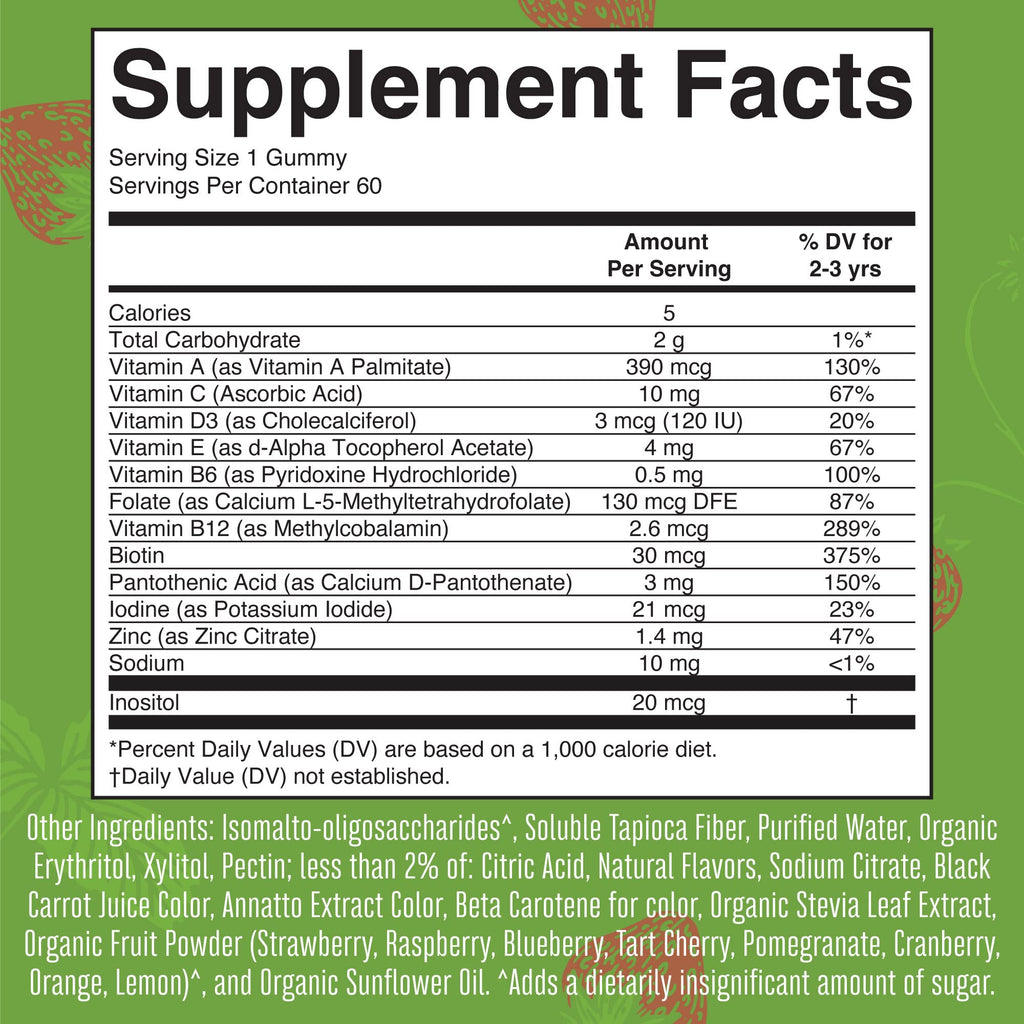 MaryRuth Organics Sugar Free Vitamin Gummies for Kids Age 2 | 2 Month Supply Multivitamin with Vitamin C, D3, Zinc | 1 Gummy Per Day | Toddler Vitamins | Sugar Free | Vegan | Non GMO | 60 Count