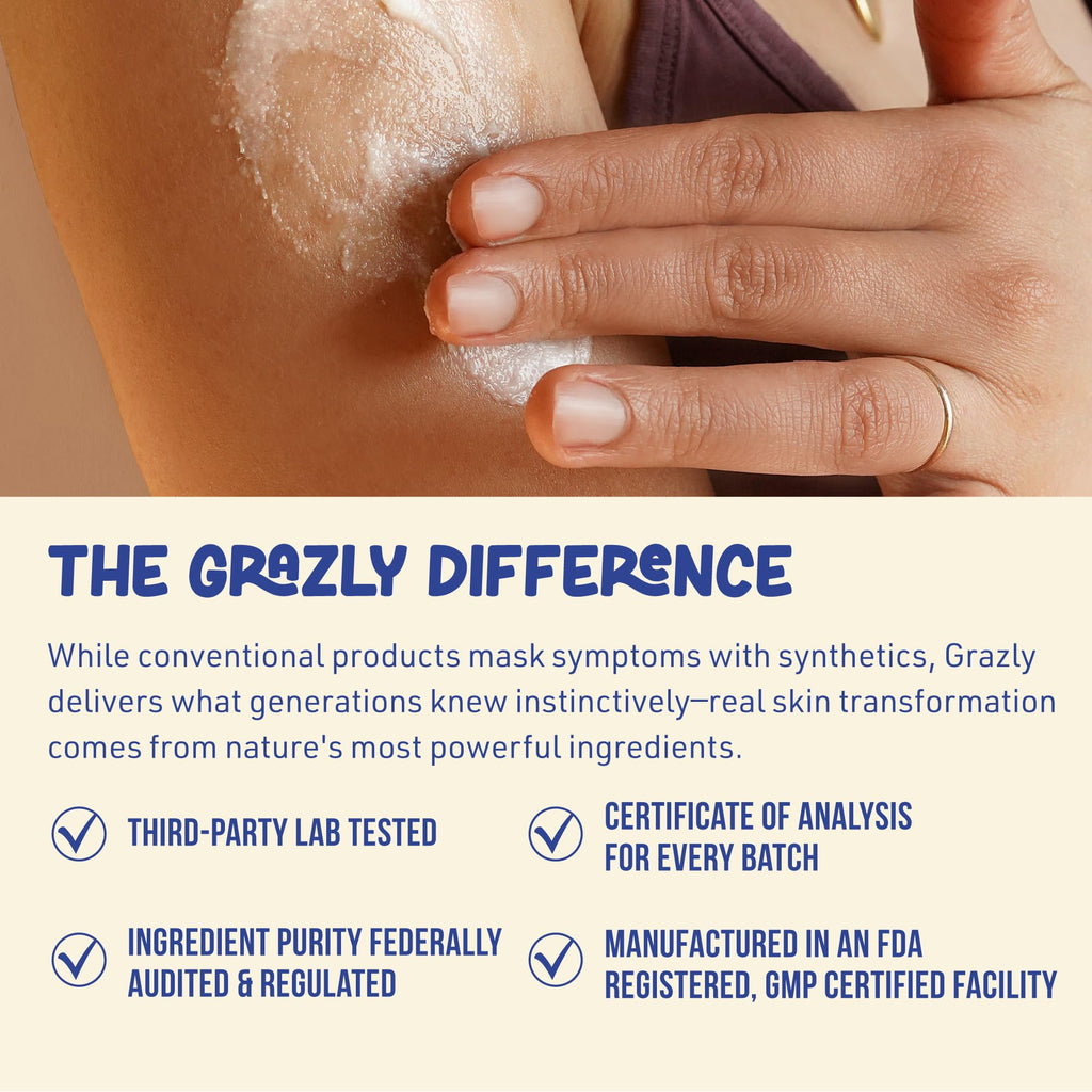 Grazly Whipped Bison Tallow Balm w/Manuka Honey, Jojoba, Organic Vanilla - Grass-Fed & Finished Organic Tallow Face Moisturizer - Face & Body Cream for Acne-Prone Skin - Nourishing Skincare (2.5 oz)