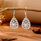 Silver Teardrop Filigree Dangle Earrings Drop Earrings for Women Trendy