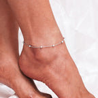 CHIC & ARTSY Ankle Bracelets 925 Sterling Silver Beaded Chain Anklets for Women Simple Foot Jewelry Adjustable Anklets for Women