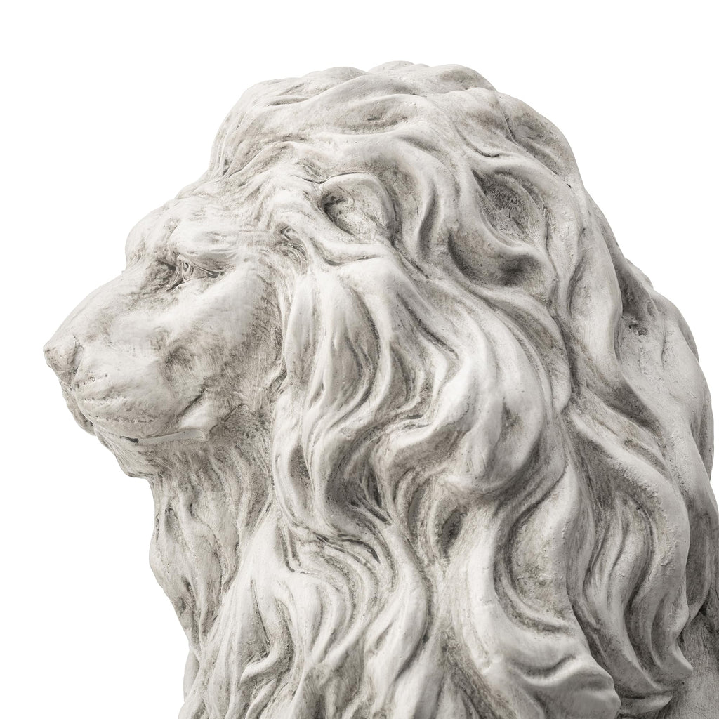 Glitzhome Guardian Sitting Lion Garden Statue MGO Outdoor Decoration, 20.75" H, White