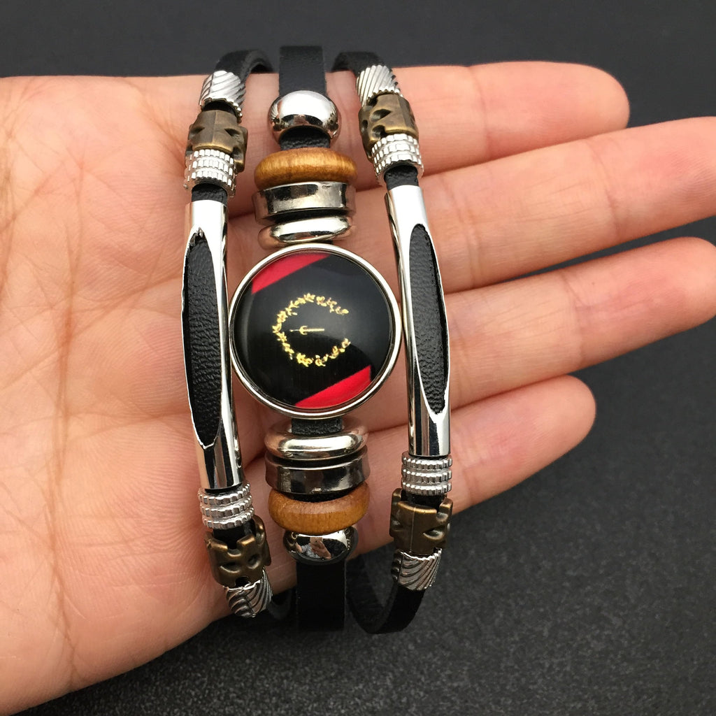 ViKiJi Black American Heritage Flag Bracelet - African American Flag Bracelet for Women Men - Glass Cabochon Bracelet Jewelry