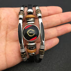 ViKiJi Black American Heritage Flag Bracelet - African American Flag Bracelet for Women Men - Glass Cabochon Bracelet Jewelry