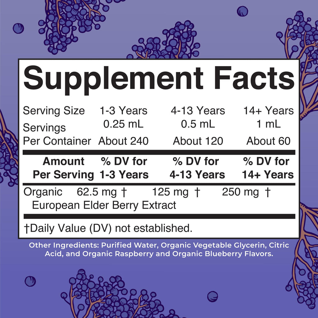 MaryRuth Organics Elderberry Syrup Extra Strength, USDA Organic Elderberry, Sugar Free Adults & Kids Immune Support Supplement for Ages 1+, Clean Label Project Verified®, Vegan, Gluten Free, 2 Fl Oz