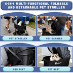 PawLuxe 4 Wheels Pet Stroller 4 in 1 Pet Stroller with Detachable Carrier for Small & Medium Dogs Cats up to 55 lbs Easy-Folding Travel Dog Wagon with Car Seat Breathable Mesh,Blue Cartoon