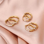 ENVYOU 316L Surgical Steel Huggie Hoop Earrings (Gold,18G 8/10/12mm)