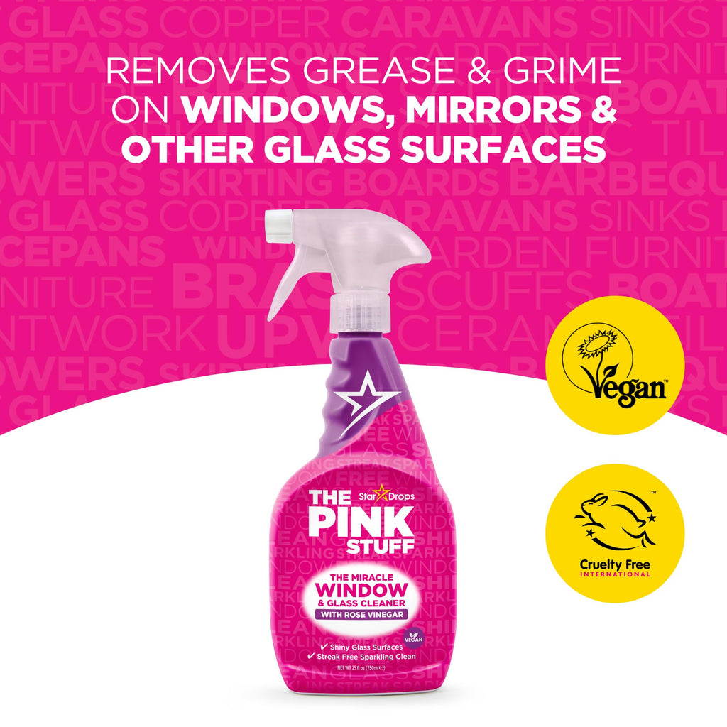 Stardrops The Pink Stuff Multi-Purpose Spray, Window & Glass Cleaner, and Bathroom Foam Spray Bundle – All-in-One Home Cleaning Solution (3-Pack)