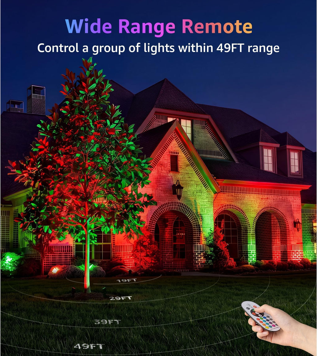 SUNVIE RGBW Halloween Spotlights Outdoor 12W LED Plug in Landscape Lights
