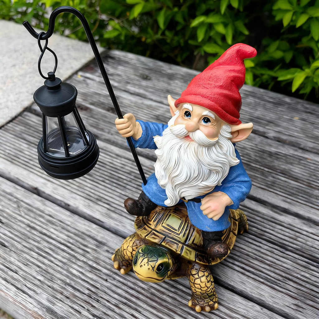 Outdoor Garden Gnome Statue, Solar Light Gnomes Statues Decoration for Yard