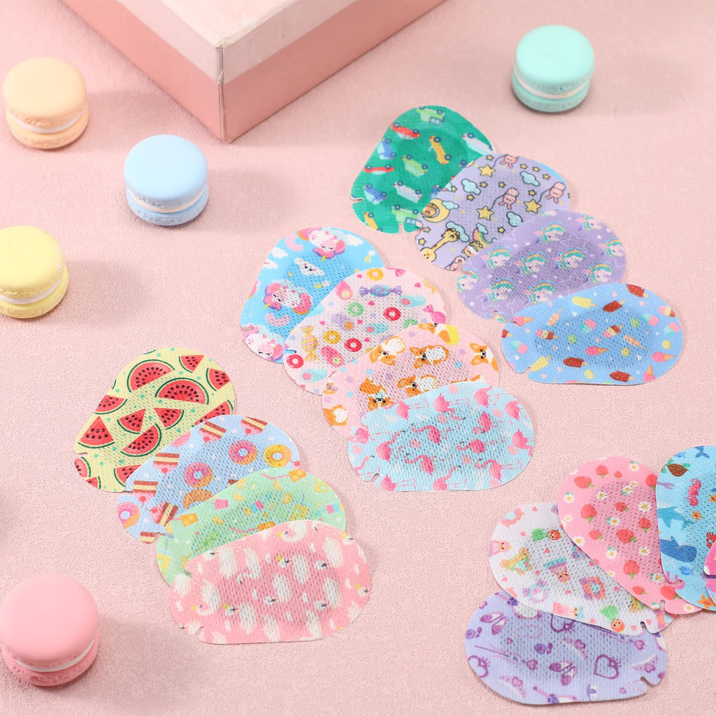 200 Pcs Adhesive Eye Patches for Kids Girls Cute Toddler Eye Patch Bulk Colorful Breathable Lazy Patch Cartoon Adhesive Bandages for Children Baby Light Blocking, 20 Styles, 3 x 2 Inches