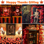 TURNMEON 6 Pack Fall Garland with Lights Enlarged Maple Leaves 60Ft 120LED