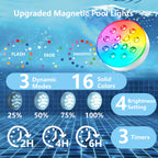 Upgraded Magnetic Pool Lights for Above ground and inground pool, Rechargeable Underwater RGB 16 Colors Submersible LED Lights with Remote & Timer Off, for Hot Tubs, Fountains, Party, Vase - 2 Pack