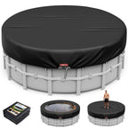 LXKCKJ 9 Ft Round Pool Cover, Solar Covers for Above Ground Pools, Stock Tank Pool Cover Protector with Accessories, Round Hot Tub Covers Ideal for Waterproof and Dustproof (Black)
