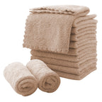 MOONQUEEN Microfiber Facial Cloths Fast Drying Washcloth 12 Pack - Premium Soft Makeup Remover Cloths - Brown