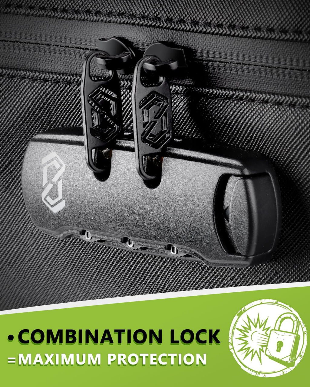 OZCHIN Large Smell Proof Bag with Combination Lock Odor Proof Lock Box Travel Storage Case Activated Charcoal Bag Great Christmas Gift (Black 1)