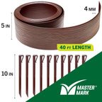 MASTER MARK Terrace Board, Landscape Coiled Edging, Grass Barrier, Bender Board, Flower Bed, Vegetable Garden Borders 5 in. x 40 ft. with 10 Stakes (Brown)