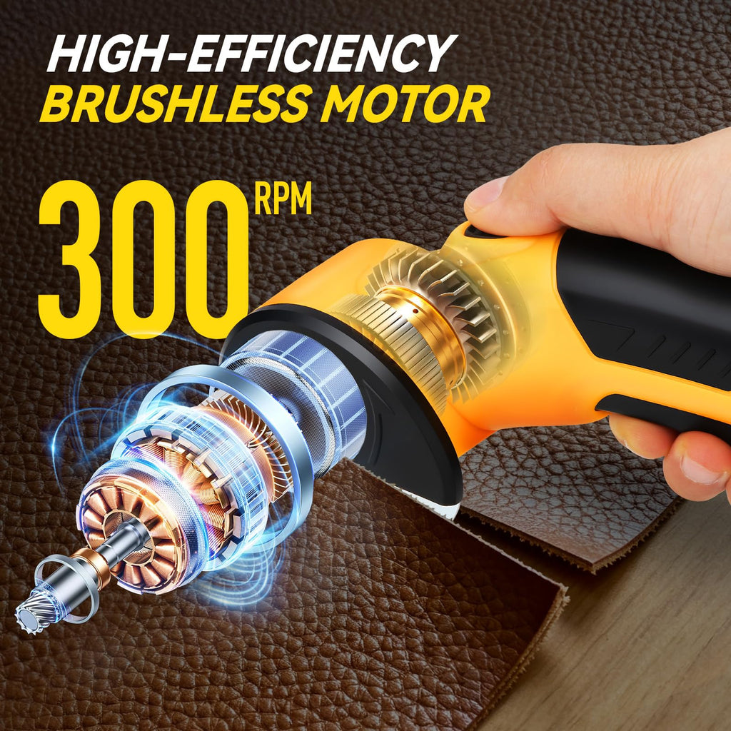 2026 New 3000mAh Cardboard Box Cutter with 2 Titanium Blades, Cordless Electric Scissors with Safety Lock & LED Light, Storage Box, 300RPM, 4V, Cutter for Fabric Carpet Carton Plastic Leather Cloth