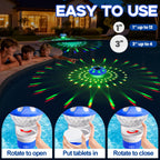 AquClor Chlorine Floater with Light,Pool Chlorine Floater with Adjustable Flow,Solar Chlorine Floater w/Large Capacity,Collapsible Floating Chlorine Dispenser for Pool,Hot Tub Chlorine Floater,Blue