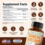 Turmeric Curcumin Supplement with Black Pepper Extract - High Potency Organic Turmeric 1200mg & 95% Curcuminoids for Joint & Digestive Health - Joint Support Supplement - 60 Vegan Curcuma Capsules