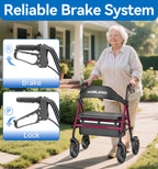 HOMLAND Bariatric Walkers for Seniors, 500lb Heavy Duty Rollator Walker with Extra Wide Padded Seat, 8” All Terrain Foldable Rolling Walker with Dual-Height Adjustable