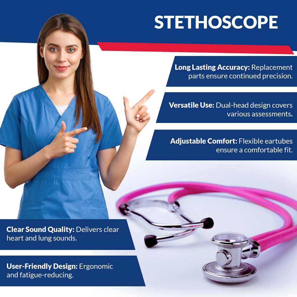Dixie EMS Blood Pressure and Sprague Stethoscope Kit - Pink
