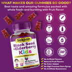 Sakoon nutrition Elderberry & Black Seed Oil Gummies for Kids, Immune Support, with Vitamin C and Zinc, Delicious Berry Flavor, 60 Gummies