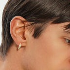 TOPGRILLZ Iced Out Hoop Earrings Cubic Zirconia Huggie Cartilage Cuff Hypoallergenic 14K Gold Plated Luxury Fashion Round Circle Earrings For Men Women-18Gold