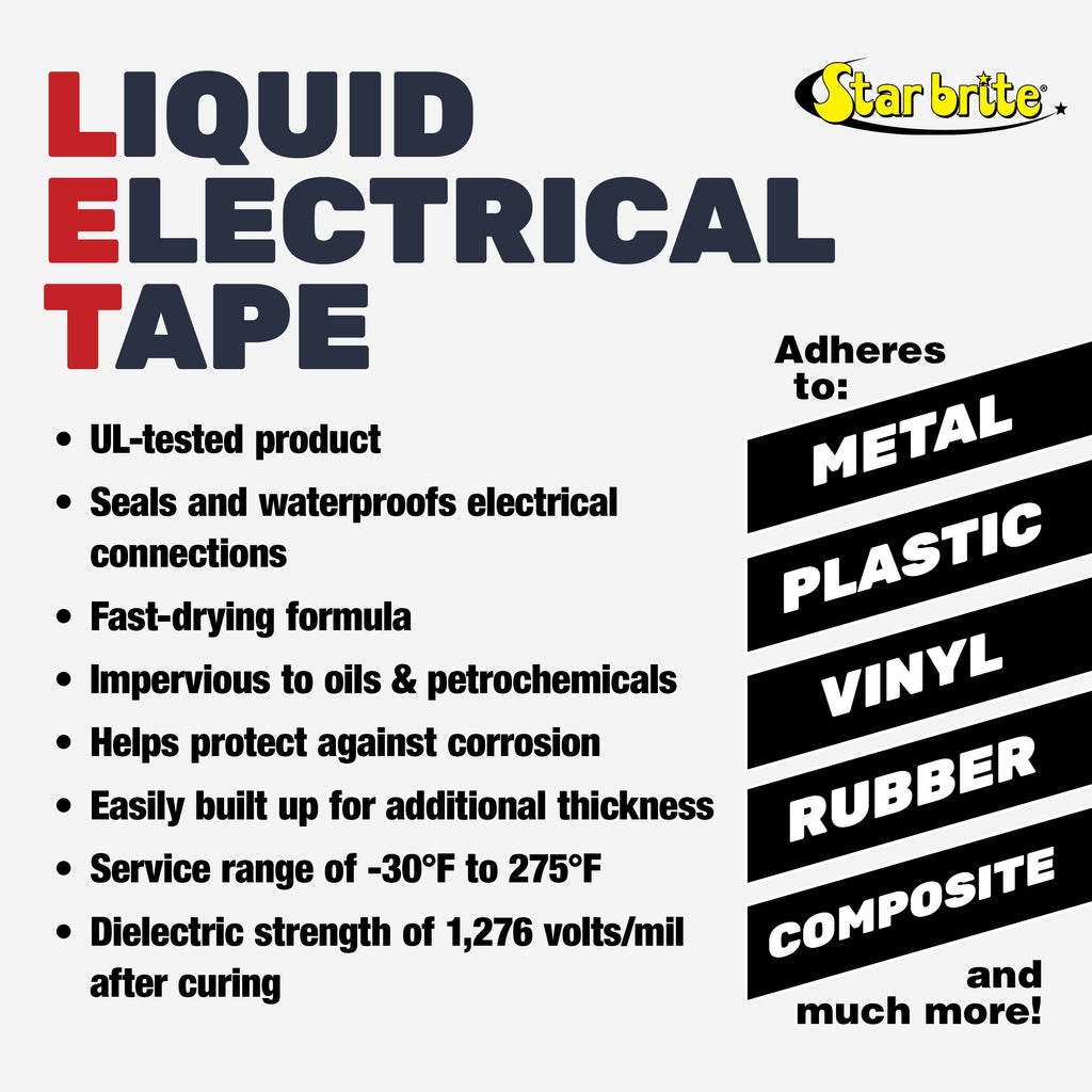 STAR BRITE Liquid Electrical Tape - Black, Flexible Electrical Insulation