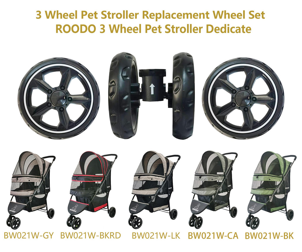 ROODO 3 Wheel Pet Stroller Dedicate Wheel Set,Original,Fast disassembly,Replacement and Installation,No Additional Tools are Required