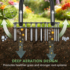 Adjustable Lawn Aerator Tool with Rebound Spring – 16 Sharp Metal Spikes Soil Aerator with Ergonomic T-Handle & Wide Foot Plate, Heavy Duty Yard Lawn Aerator for Garden Lawn Care