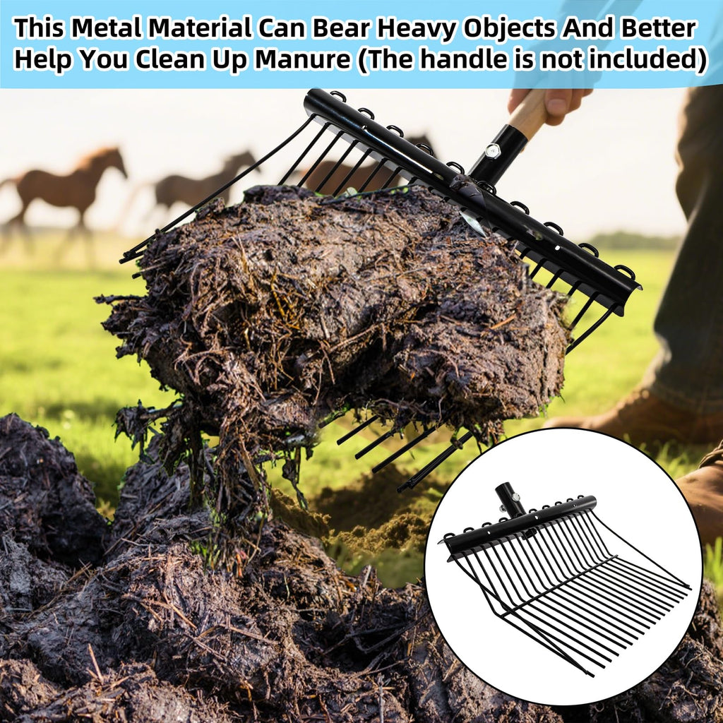 Cididu Pitch Manure Fork Head, Metal Pitch Fork for Garden, Durable Digging Fork Rake Head Replacement with Angled Tines, Stable Pitchforks Scoop for Mulch Horse Stall Picking up Hay Animal